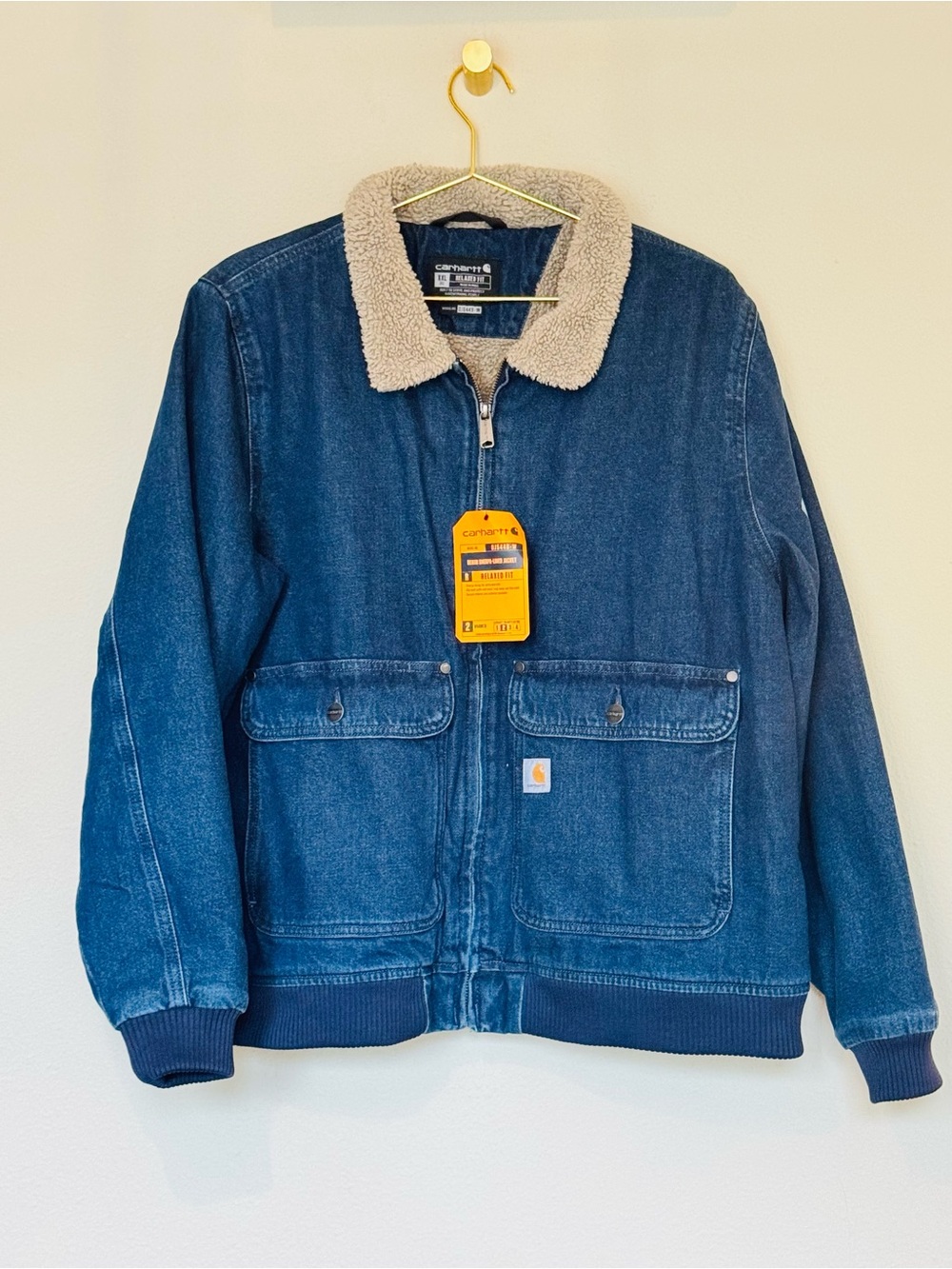 Woman’s Carhartt Blue Denim Sherpa Collar Work Jacket - Picture 1 of 9